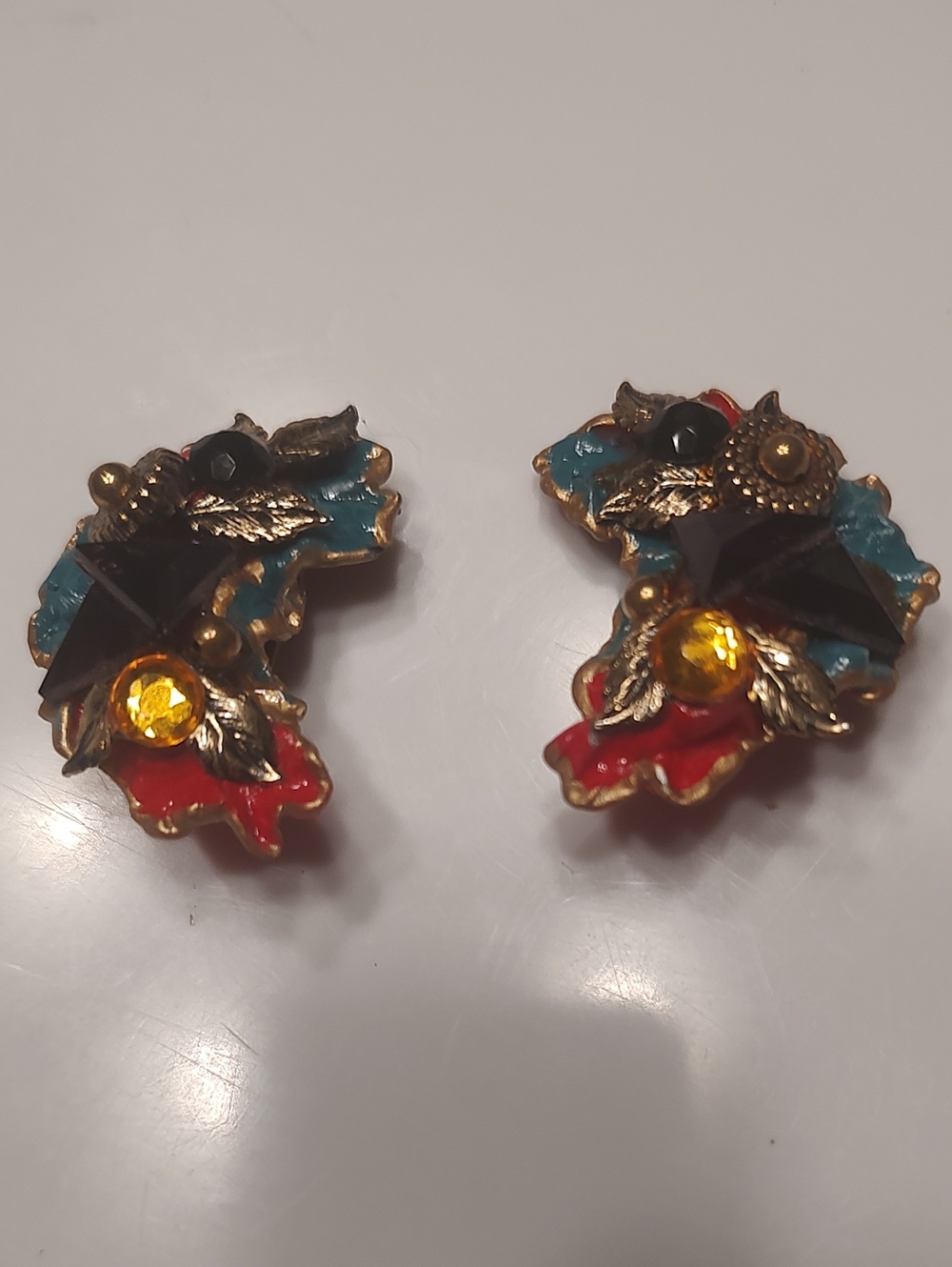 Bold Vintage Baroque Style 80s Clip On Earrings
